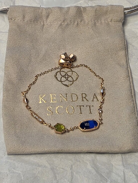 Kendra Scott Jewelry - Kendra Scott Gold Bracelet with Blue and Olive Green Stones New